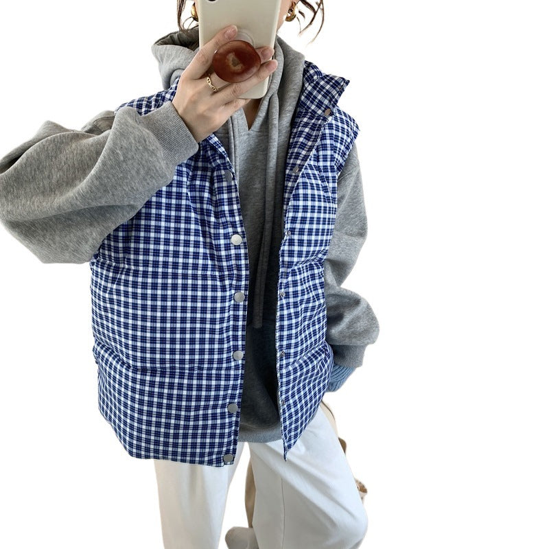 Retro Blue Plaid Vest For Boys And Girls Winter