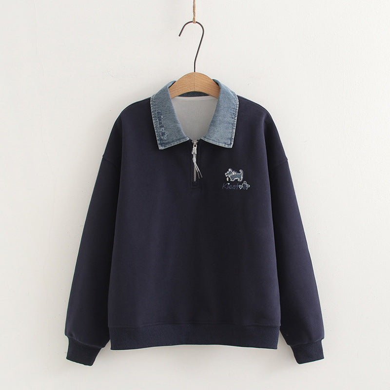 Sweatere med denimkrave, polokrave og falske todelte detaljer