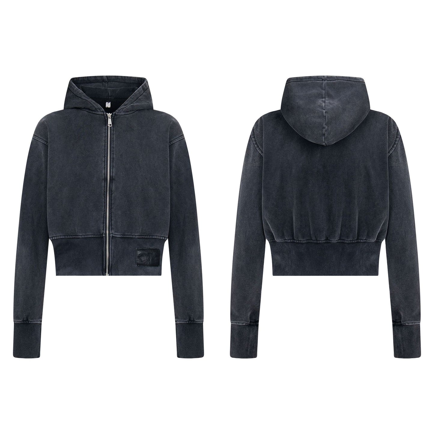 Men's Washed Old Cardigan Zipper Hoodie Short