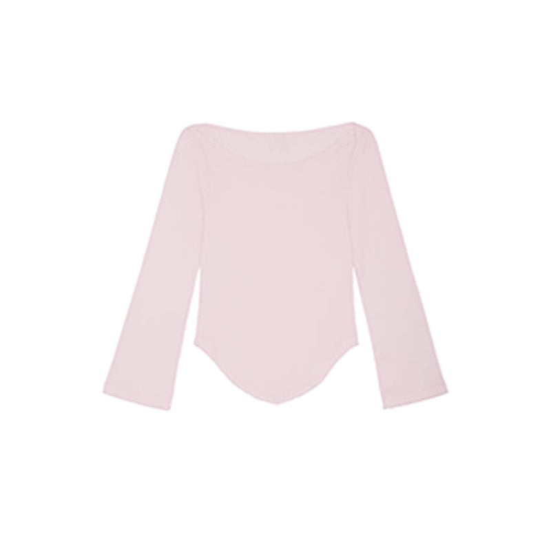 Pure Cotton Trim Slim Fit Cute Loungewear Mid-sleeve T-shirt