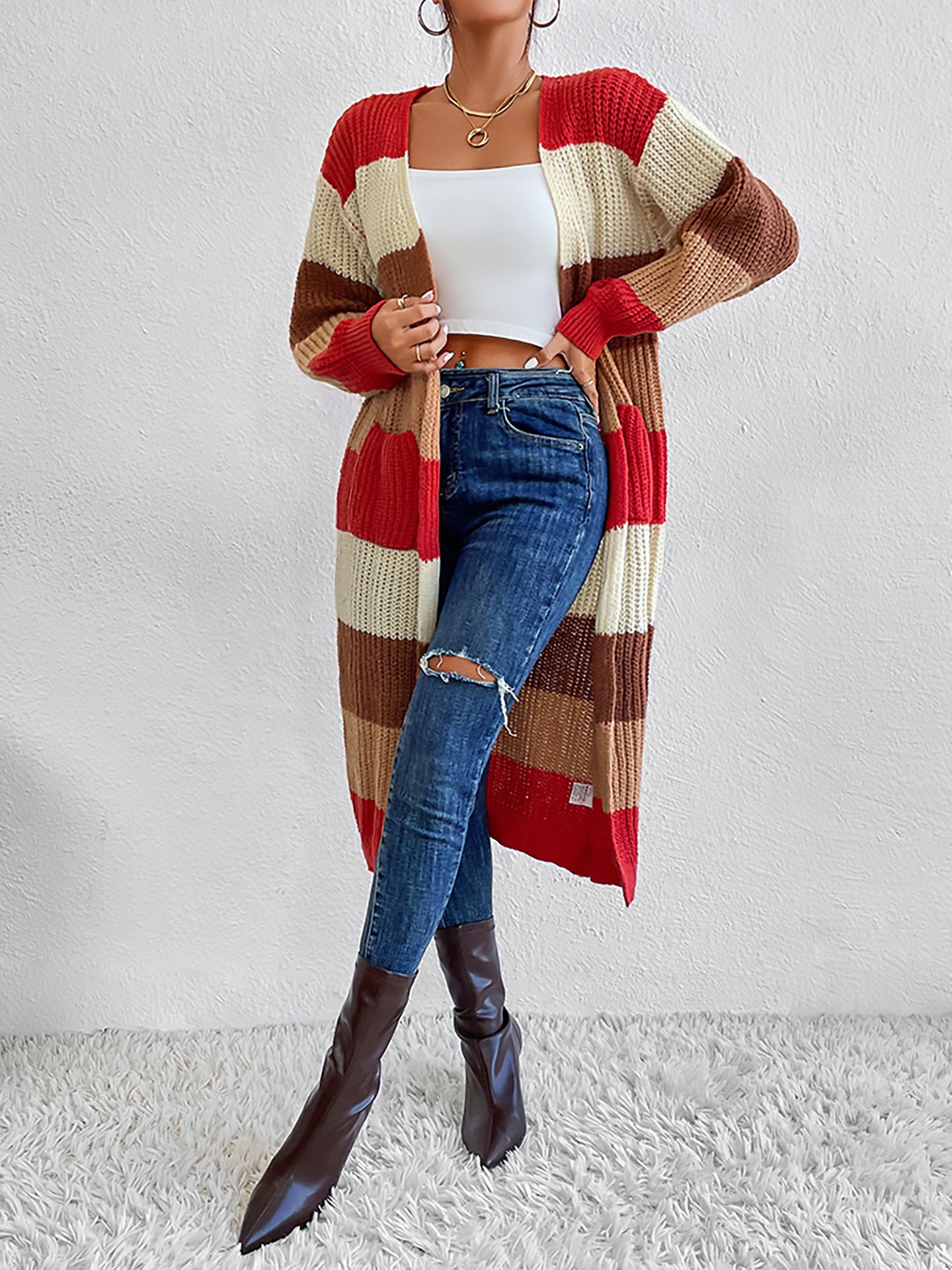 Women's Long Cardigan Jacket Long-sleeved Sweater