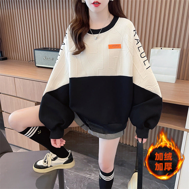 Dame sweatshirt i amerikansk retro kontrastfarve