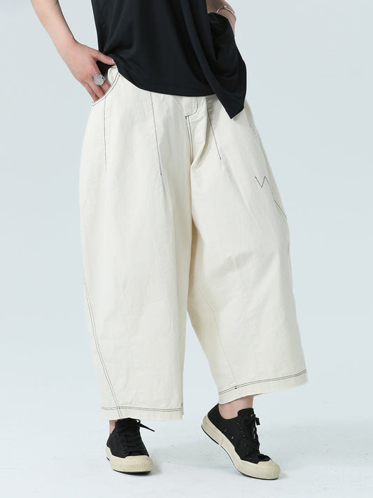 Loose Artistic Wind Line Cropped Wide-leg Pants