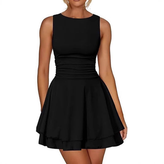 Sleeveless Corset Short Party Dress Solid Color