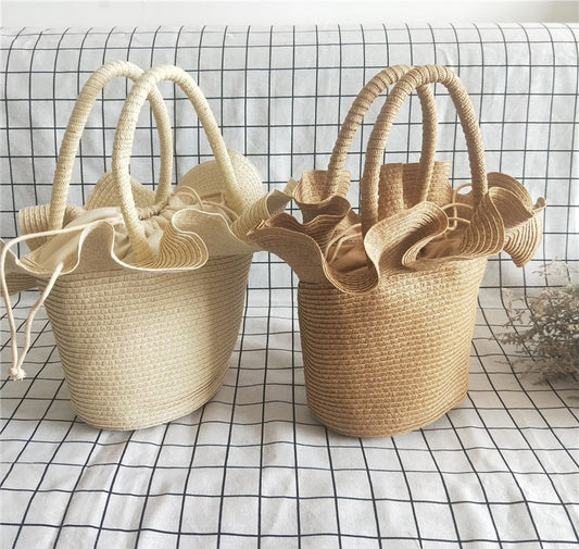 Popular Thin Paper Braids Hat And Straw Women's Bag