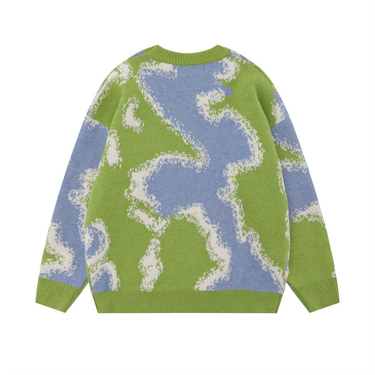 Autumn And Winter Camouflage Jacquard Round Neck Sweater Men
