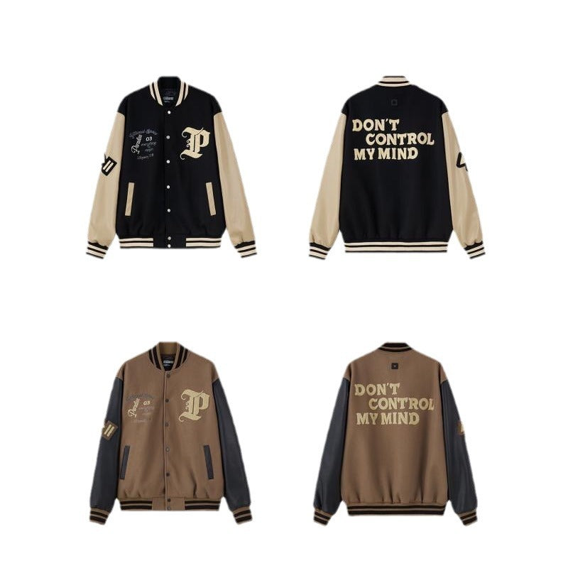 PU Leather Patchwork Casual All-Match Jacket Coat