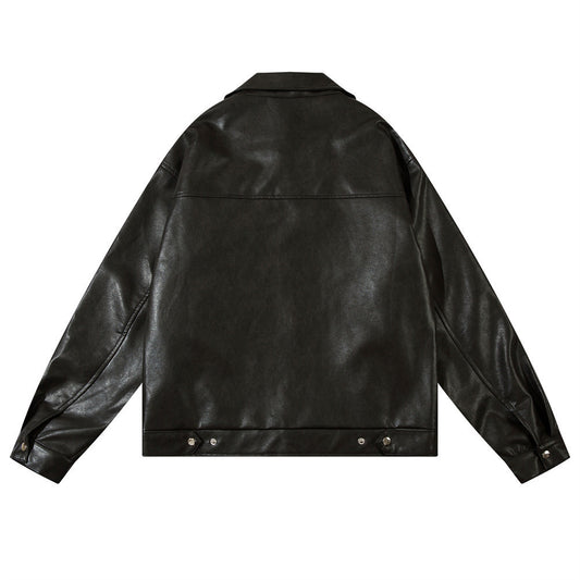 Lapel PU Leather Coat Men's Spring And Autumn