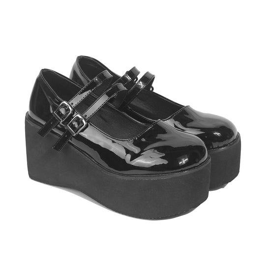 Internally Increased Wedge Heel Leather Shoes