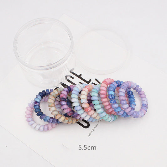 Candy-colored Large Telephone Cord Hair Tie 10 Cans, High Elasticity, Not Easy To Break, Simple Restraint Hair Tie