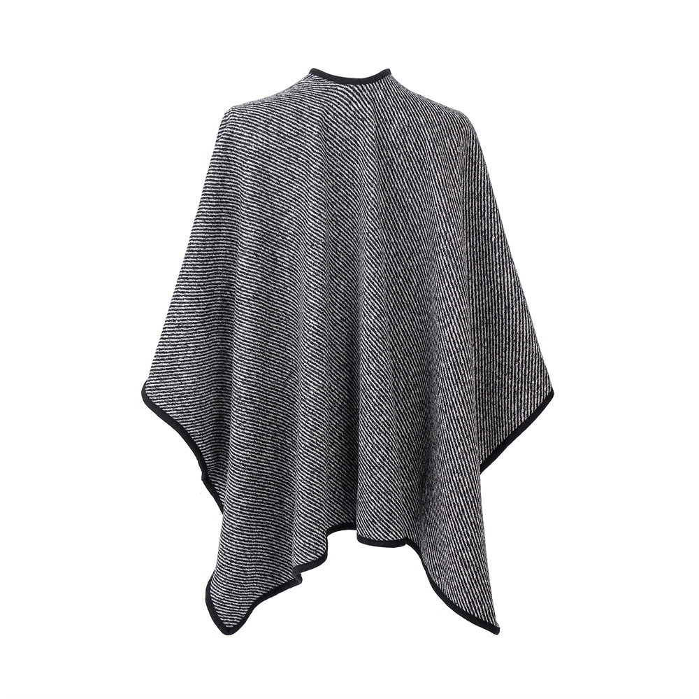 New Women's Black Buckle Striped Shawl