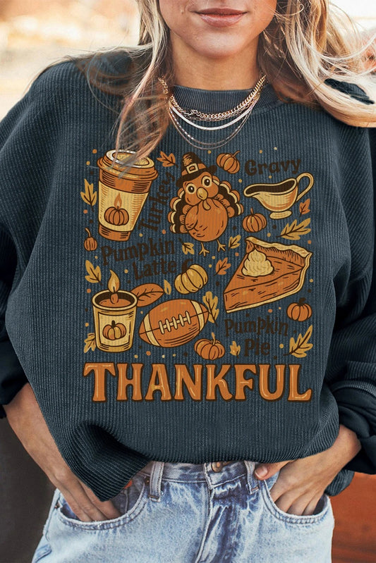 Ensfarvet løs rundhalset print langærmet sweater til kvinder