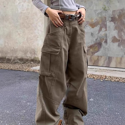 High-street Vintage Relaxed-fit Wide-leg Casual Pants