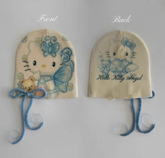 Printed Bow Knit Hat, Warm Ear-covering Beanie, Flattering And Versatile