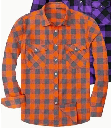 Fleece Casual Loose-fit Mens Plaid Shirt