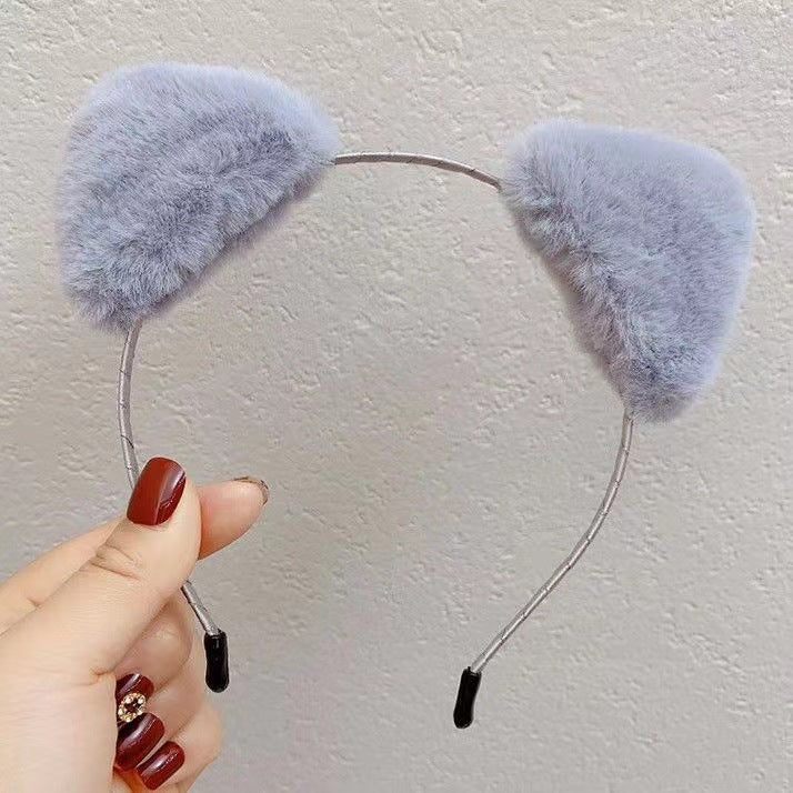 Plush Cat Ear Headband Hairpin For Hair Washing