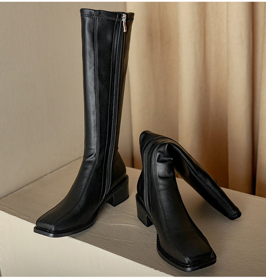Women New Boots But Knee Side Zipper