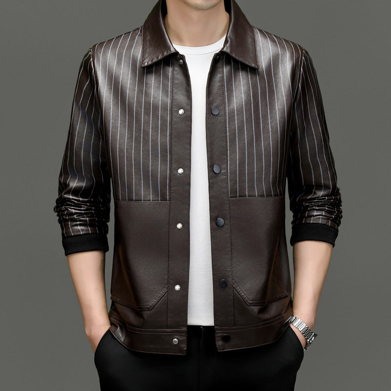 Color Matching Leather Fashion Men's Lapel