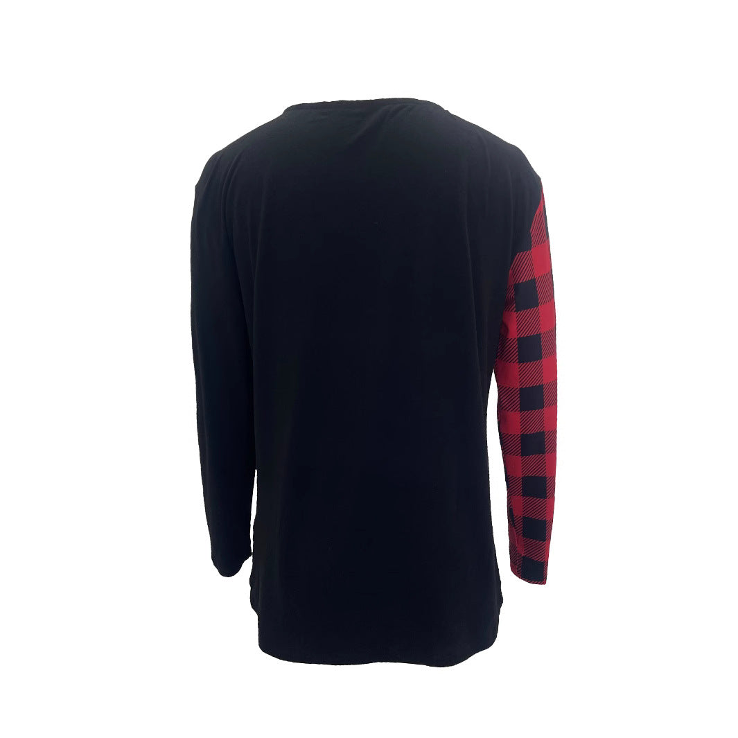 Long-sleeve Plaid Contrast-color Casual Womens Wear