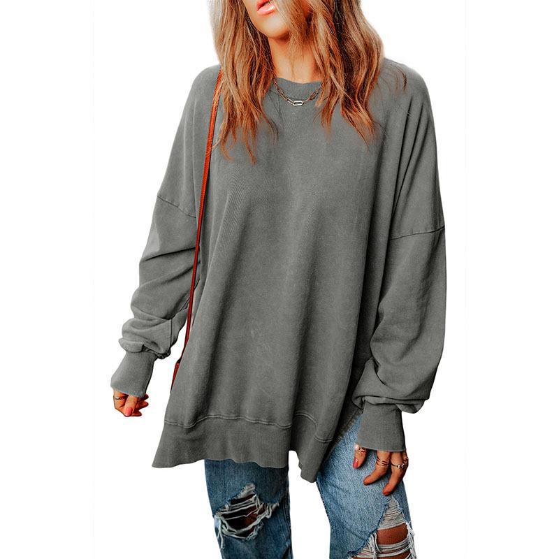 New Solid Color Loose Pullover Top Women