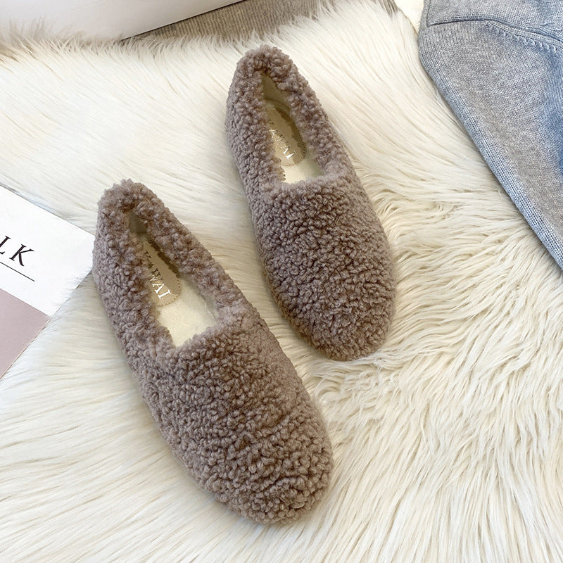 Women's Versatile Casual Padded Lambswool Flat Shoes