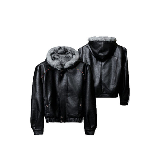 Men's Winter Padded Cotton Coat With Fleece Lining And Warm Fur Collar