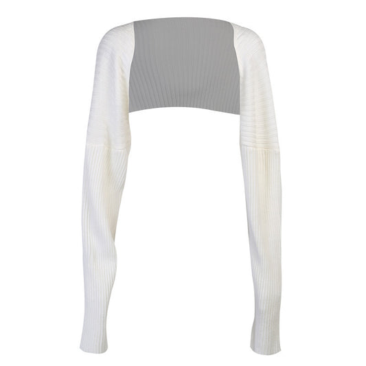Wool Knitted Sexy Solid Color Ultra Short Long Sleeve