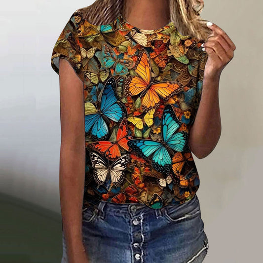 Butterfly Digital Printed Short Sleeve Shirt