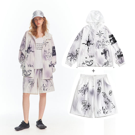 Full Printed Hand Painted Graffiti Casual Suit
