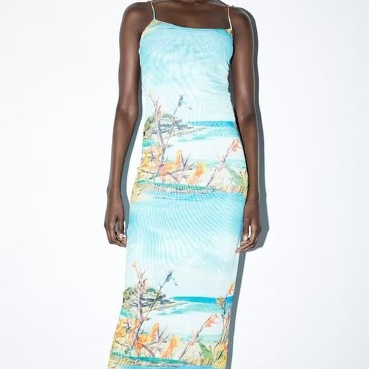 Women's Printed Silk Net Jumpsuit