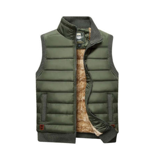 Men's Fleece-lined Thickened Casual Stand Collar Pocket Vest