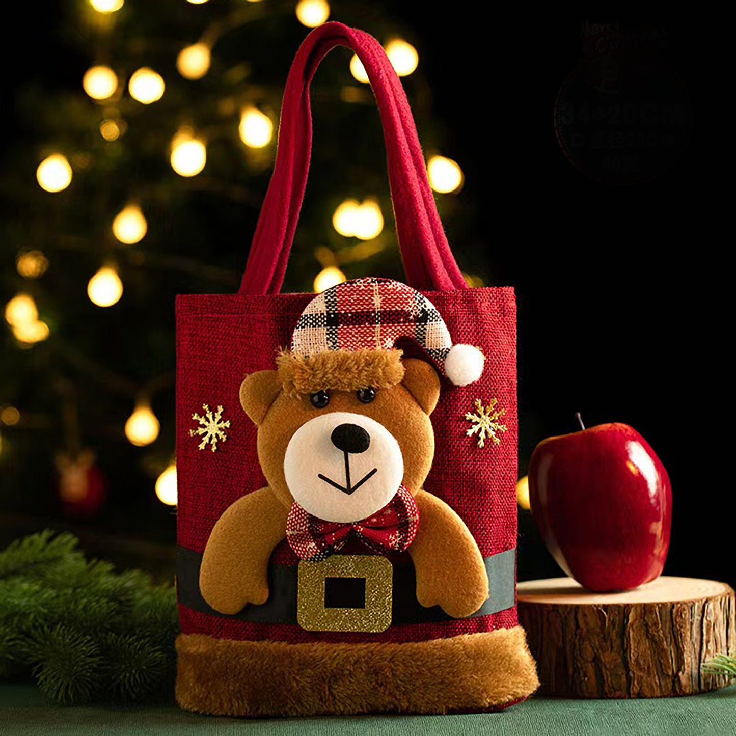Christmas Ornament Tote Bag With A Distressed Plush Finish