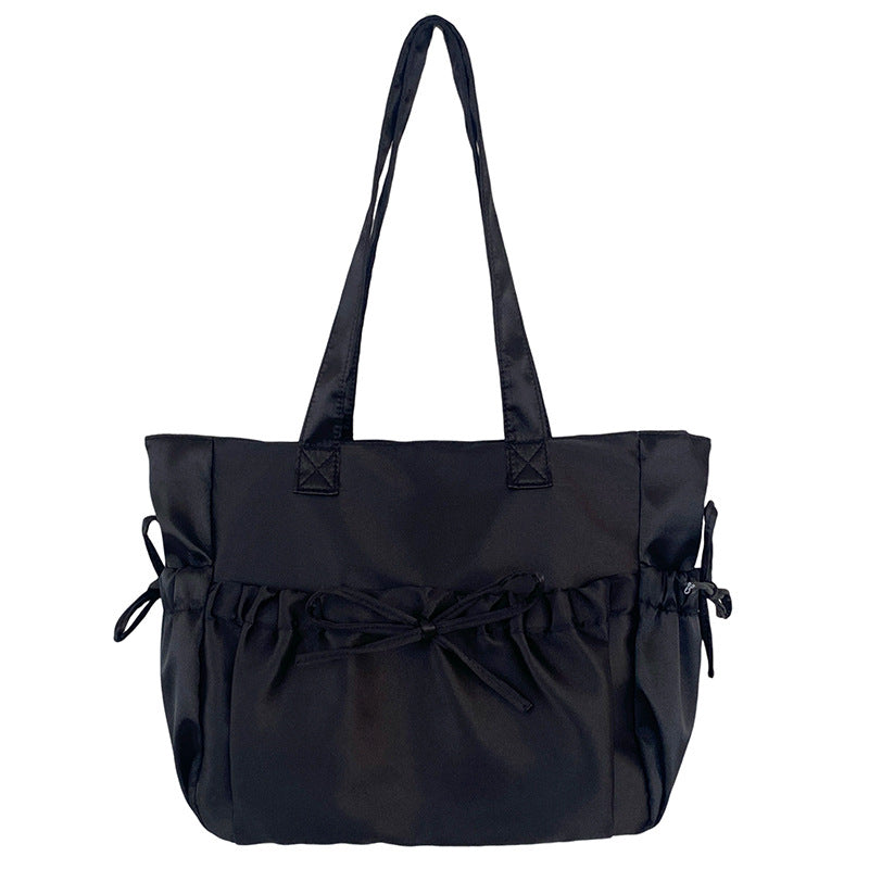 Women's Pleated Bow Pearl Shoulder Bag