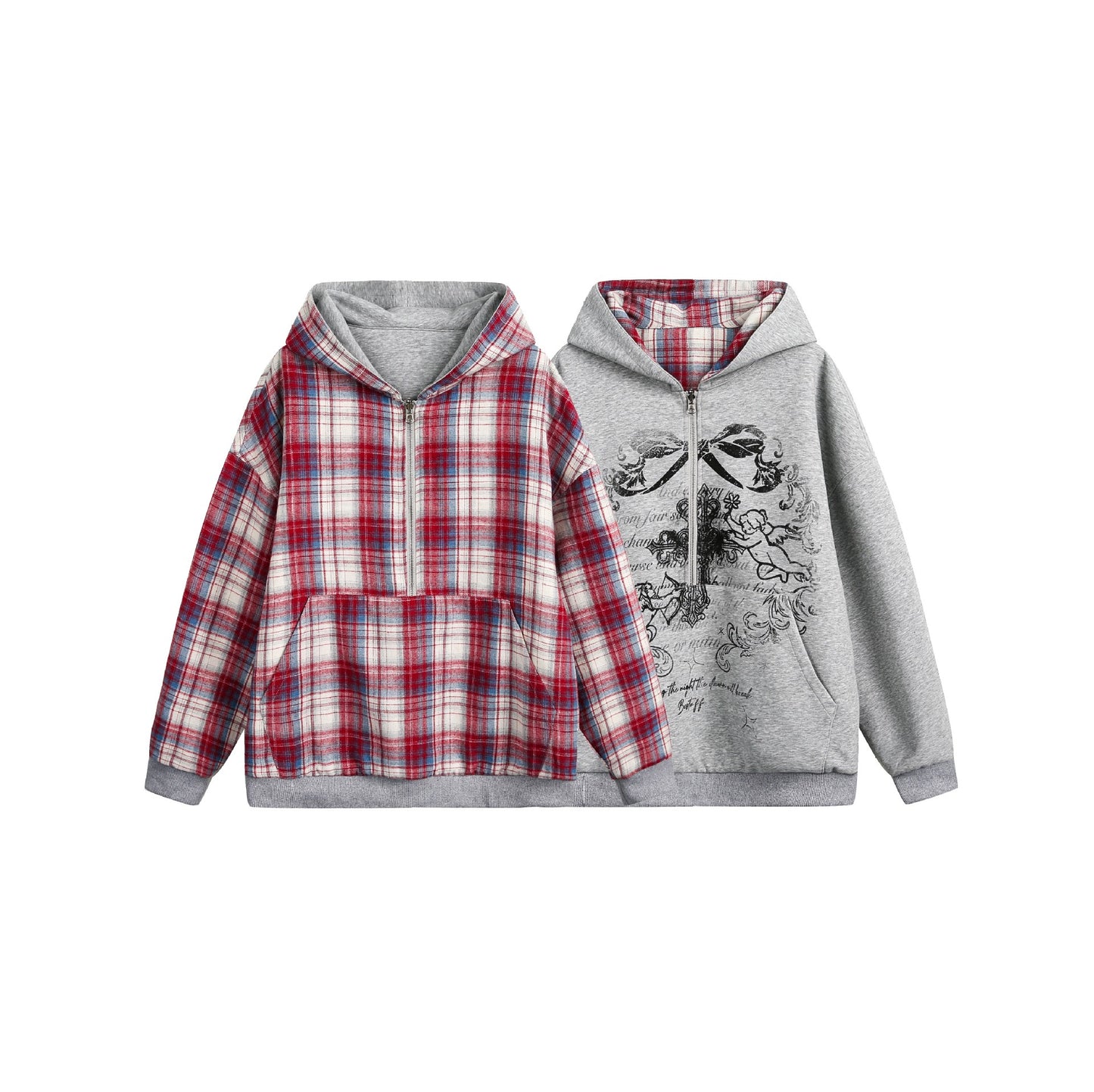 American Retro Loose Double-sided Wear Heavy Industry Hoodie Coat