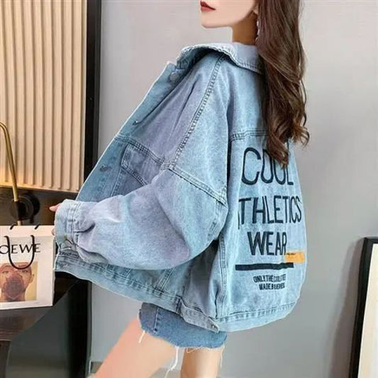 Spring And Autumn Denim Jacket Women's Embroidery Loose Korean Style All-matching Western Style