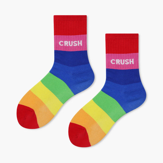 Medium Tube Korean Version Rainbow Strip Socks