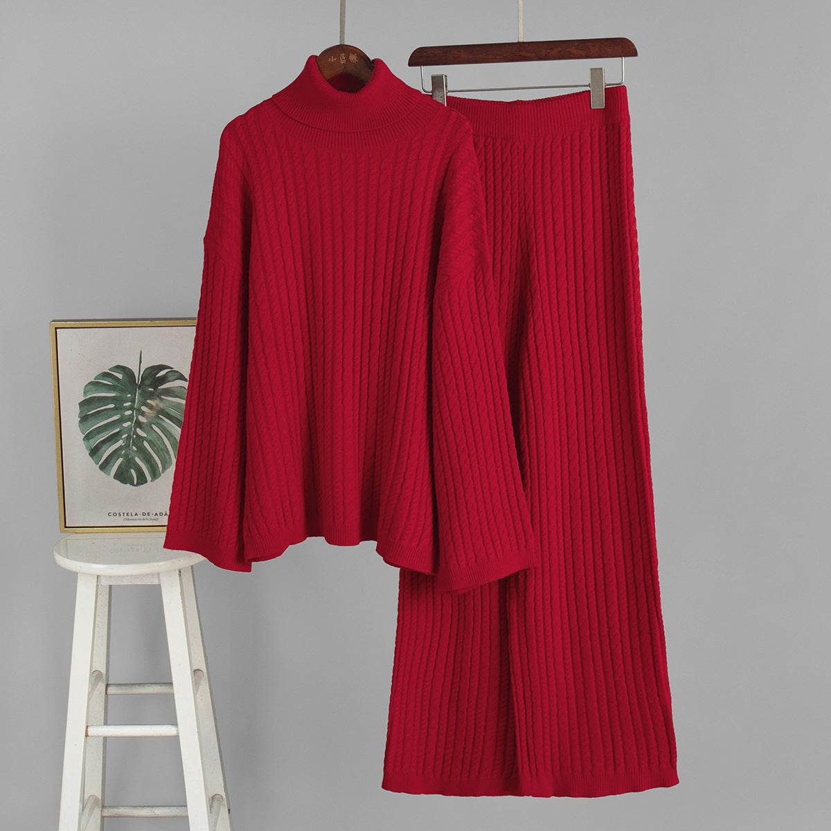 Knitting Women's Autumn And Winter New Two-piece Suit