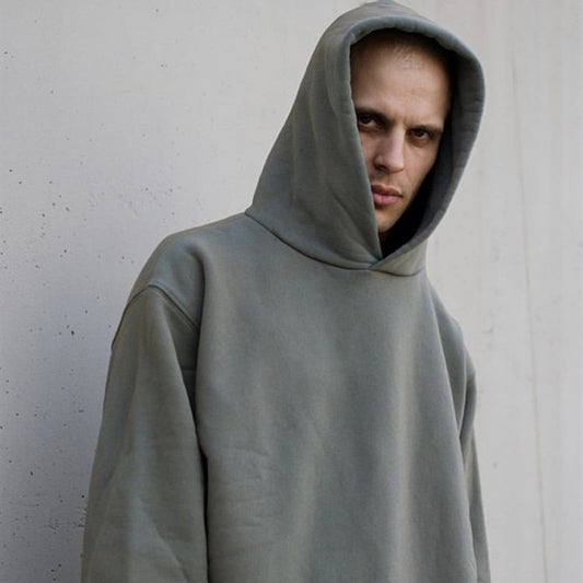 Klassisk ensfarvet High Street hættetrøje med fleece til mænd
