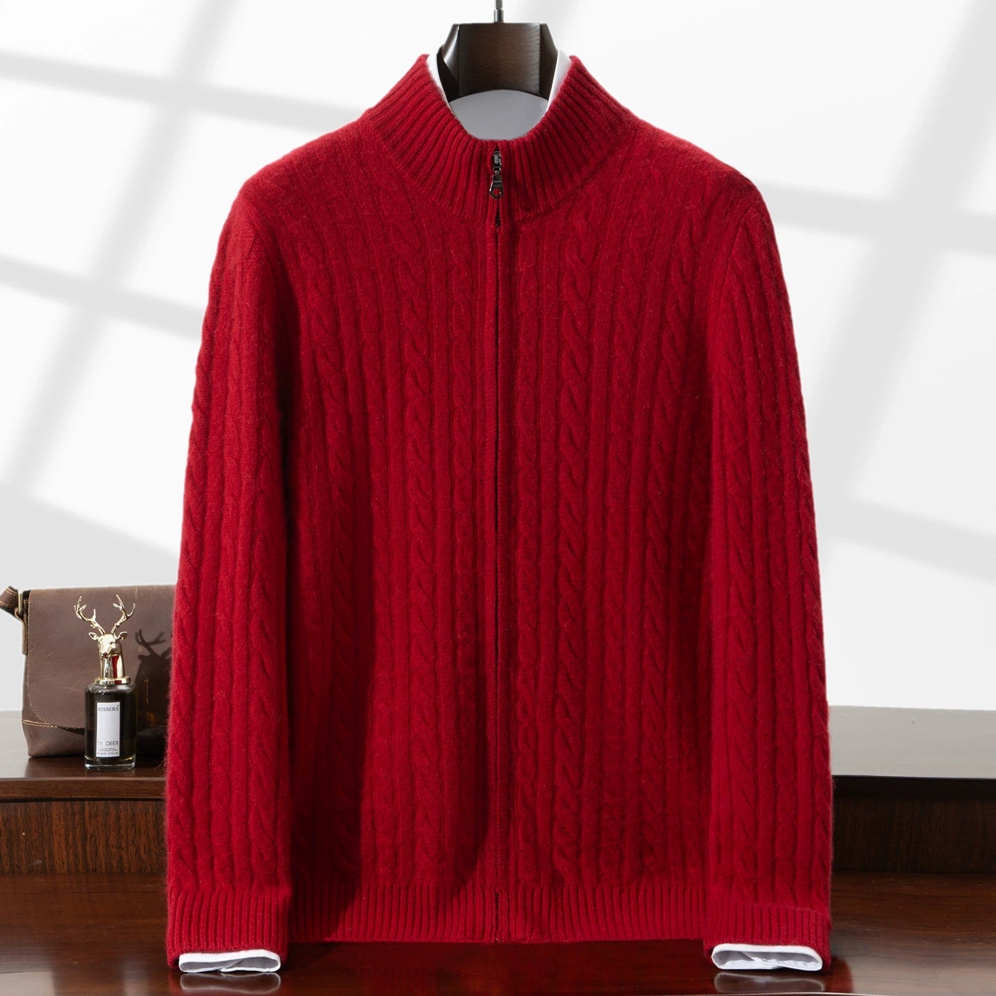 Woolen Sweater Men's Half-high Collar Zipper Top