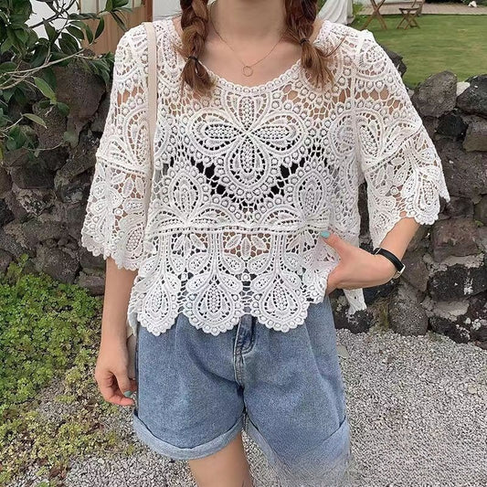 New Stylish Versatile Age-reducing Figure-flattering Crew-neck Pullover Top