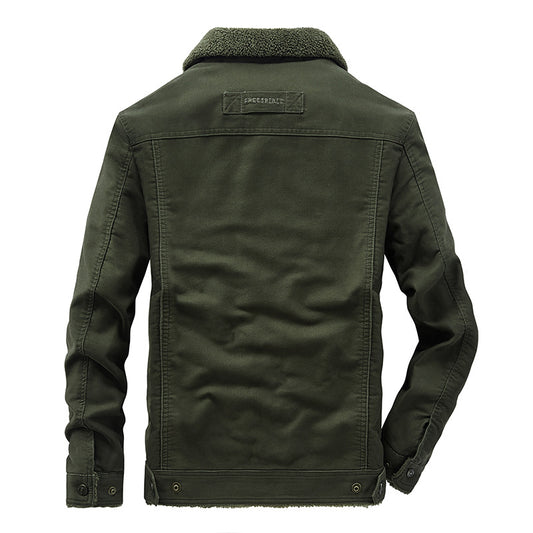 Men's Plus Size Cotton Multi-pocket Thermal Jacket