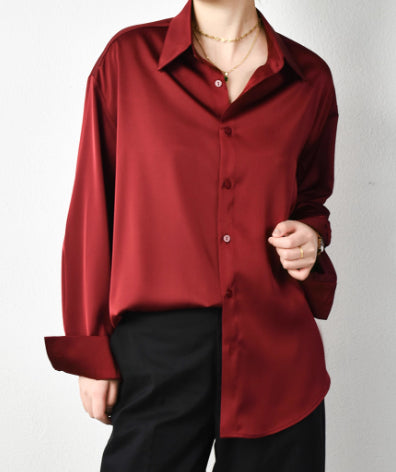 Loose Oversized Drop Shoulder High-end Drape Lazy Luster Shirt