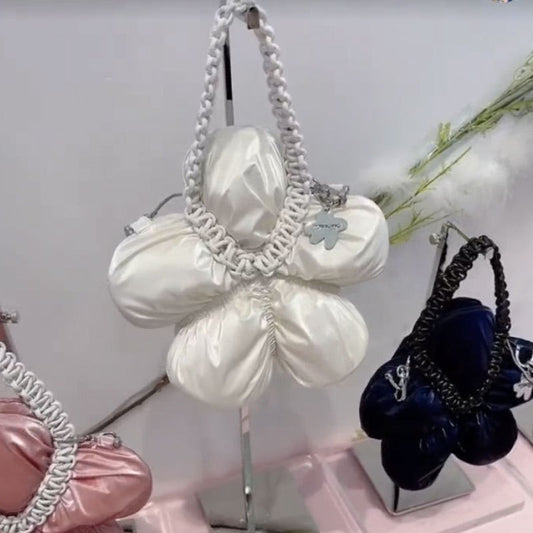 Women's Small Design Flower Woven Handbag Shoulder Bag