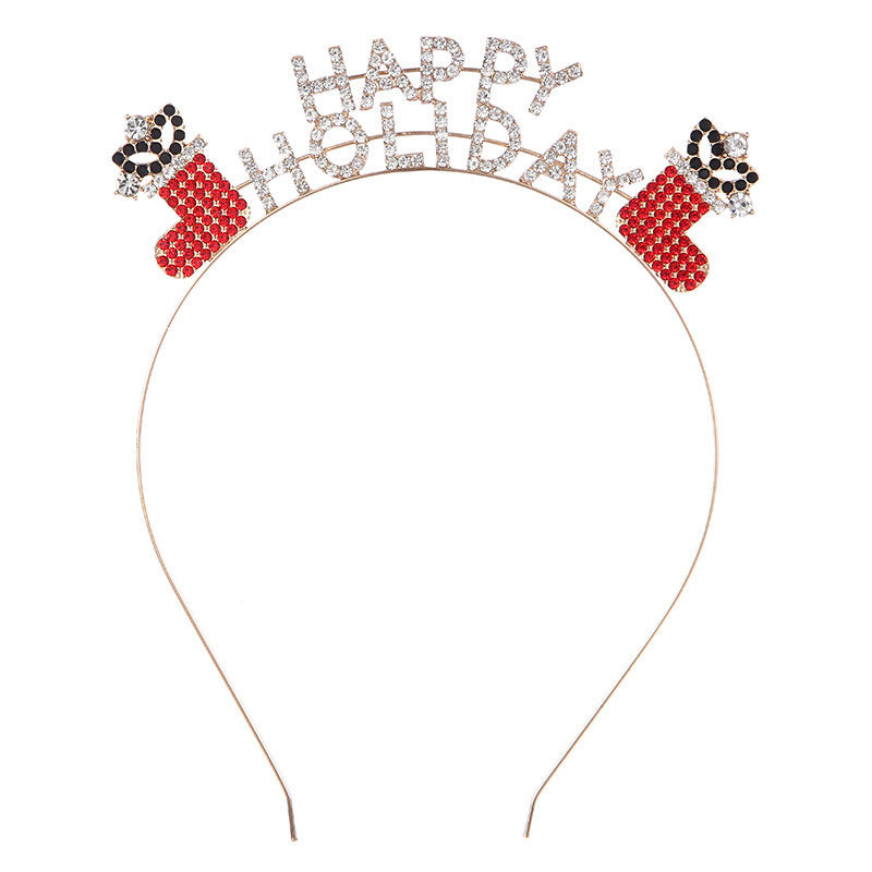 European And American Alloy Crystal Christmas Staghorn Hair Hoop