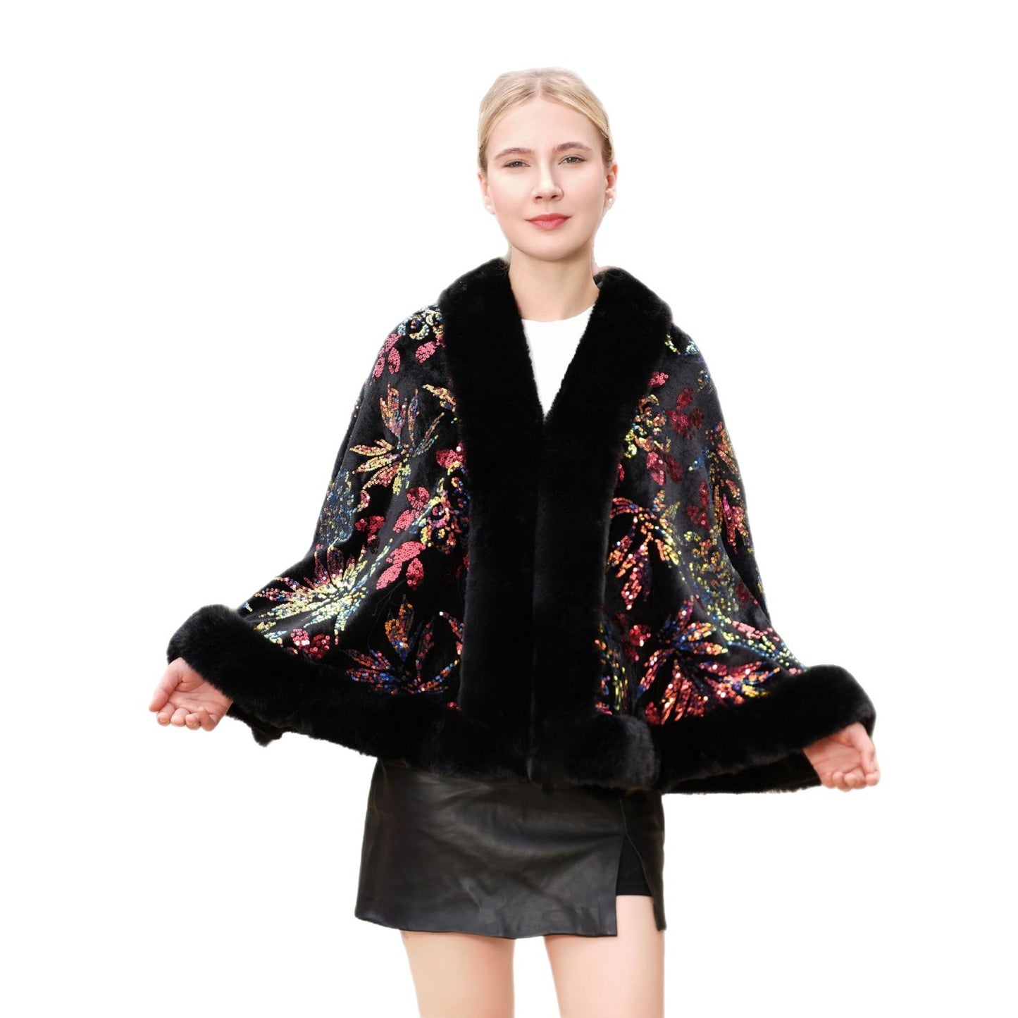 Black Wedding Elegant Sequined Air-conditioned Room Knitted Shawl
