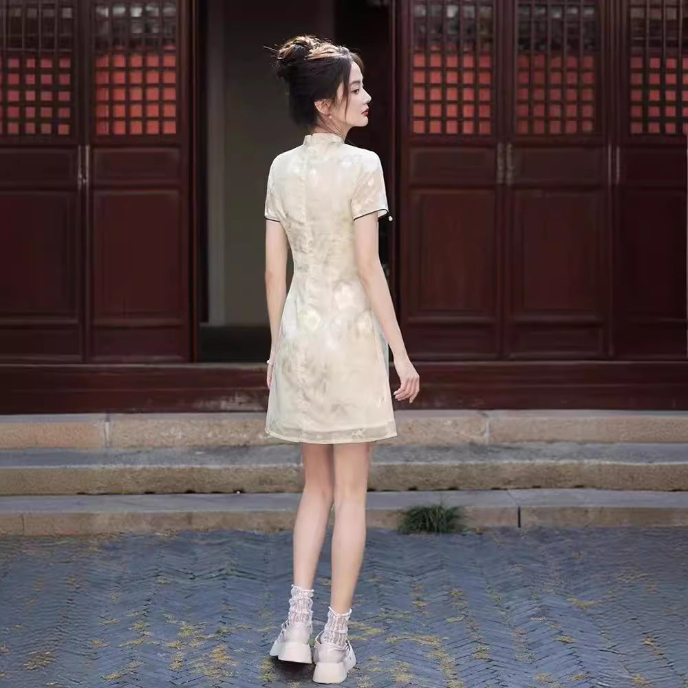 Womens Casual Versatile Short Retro Dress