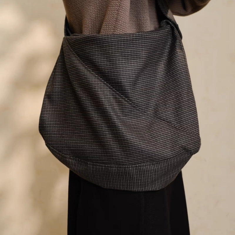 Plaid Hobo Bag Twist Hollow Structure Light