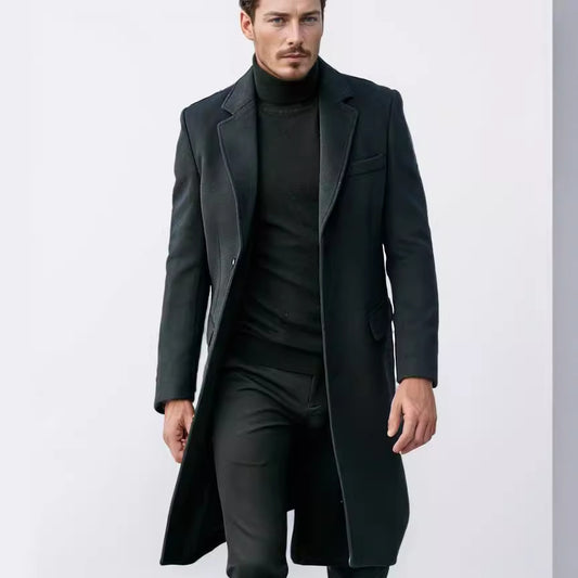 Men's Long-sleeved Wool Coat For Autumn And Winter
