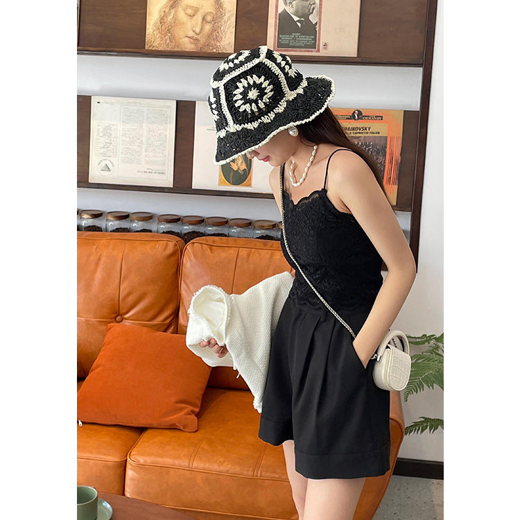 Women's High Waist Thin Loose Straight Suit Shorts