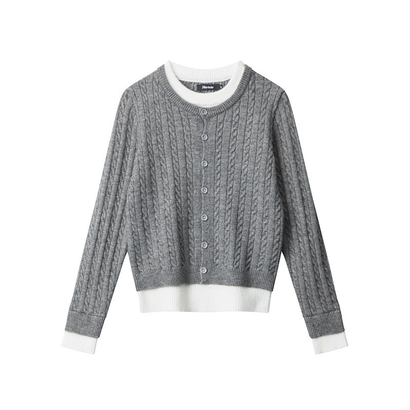Efterår Vinter Falsk todelt Uldcardigan Frakke Løs til Kvinder